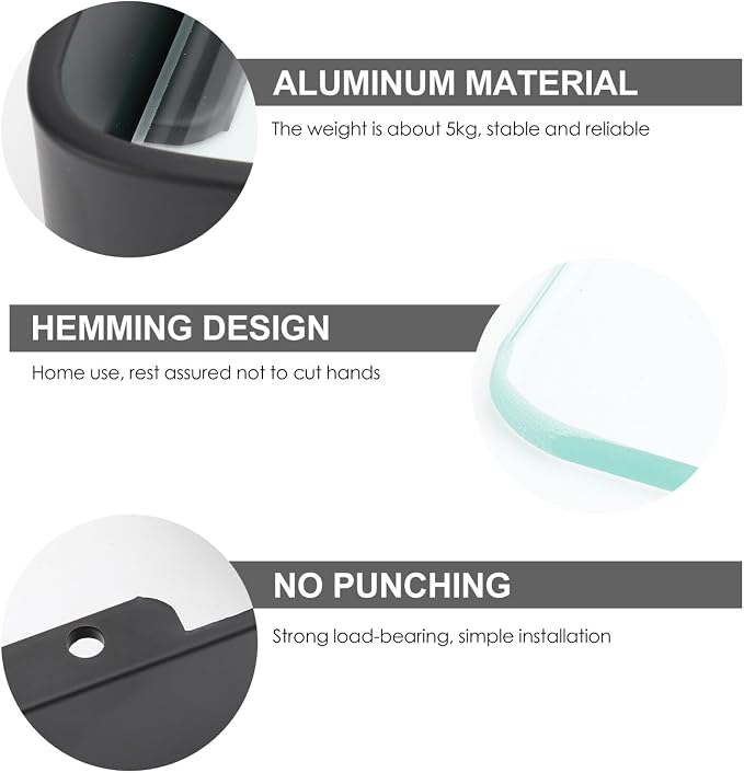 Black Bathroom Glass Shelf Bracket - Image 9