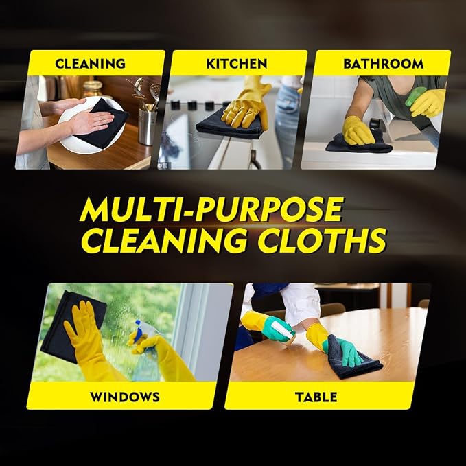 HOMEXCEL Black Microfiber Cleaning Cloth 20 Pack 11.5 x 11.5 inch Microfiber - Image 6