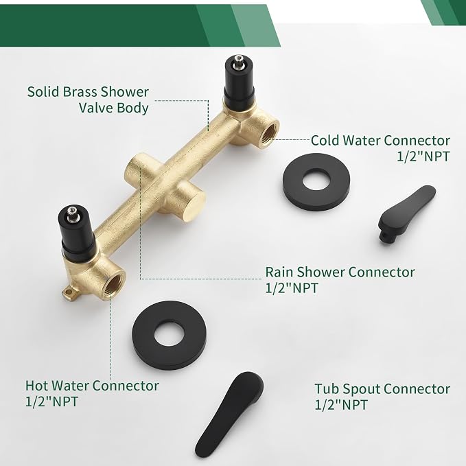 2 Handle Shower Faucet Shower System Complete 2 in 1 Shower Combo Set - Image 4