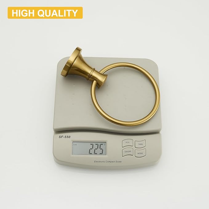 BESy Brushed Gold Bathroom Hand Towel Ring Towel Holder, Rustproof Wall Mounted - Image 7