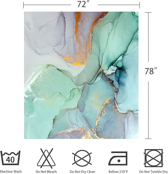 Gibelle Long Fabric Shower Curtain 72 x 78, Tall Abstract Marble Shower Curtains - Image 7
