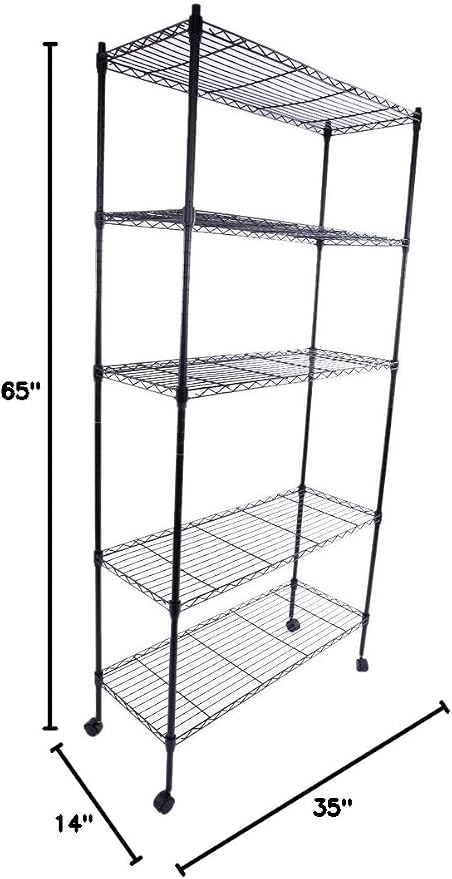 5 Tier Storage Racks Shelving, Heavy Steel Pantry Shelves, Adjustable Wire - Image 3
