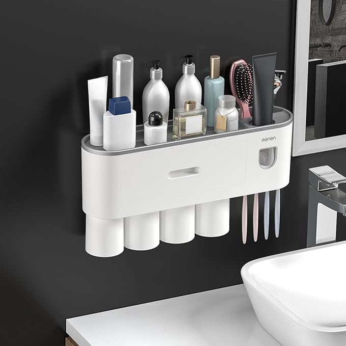 No-Drill Wall Mounted Toothbrush Holder, Bathroom Shelf, by Celsitudo