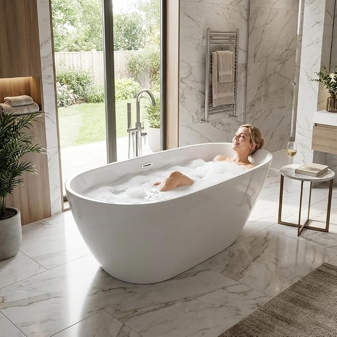 67 Inch Acrylic Freestanding Bathtub, Acrylic Soaking Bathtub - Image 4