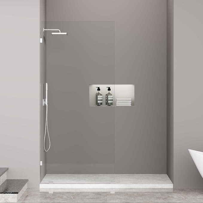 Frameless Fixed Shower Screen 34" W × 74" H, Shower Glass Panel, 5/16" SGCC by FINDEPOT