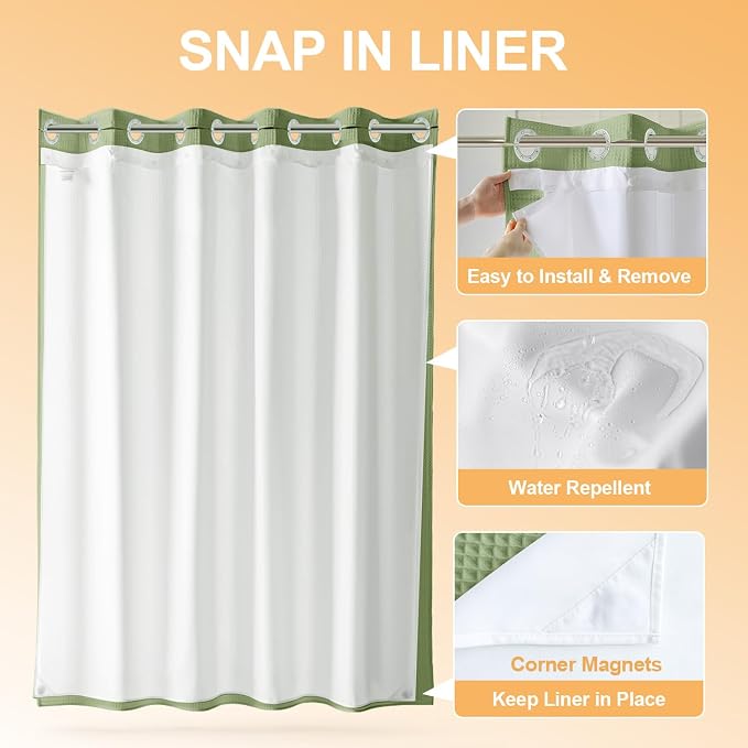 River Dream Sage Green Cotton Blend Shower Curtain - Image 3