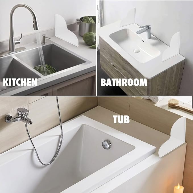 Tub Splash Guard Removable, 2 Pack Bathtub Water Splash Guards, Silicone Base & - Image 5