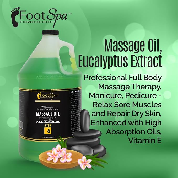 Foot SPA - Massage Oil, Eucalyptus Extract, 128 Oz - Professional Full Body - Image 8