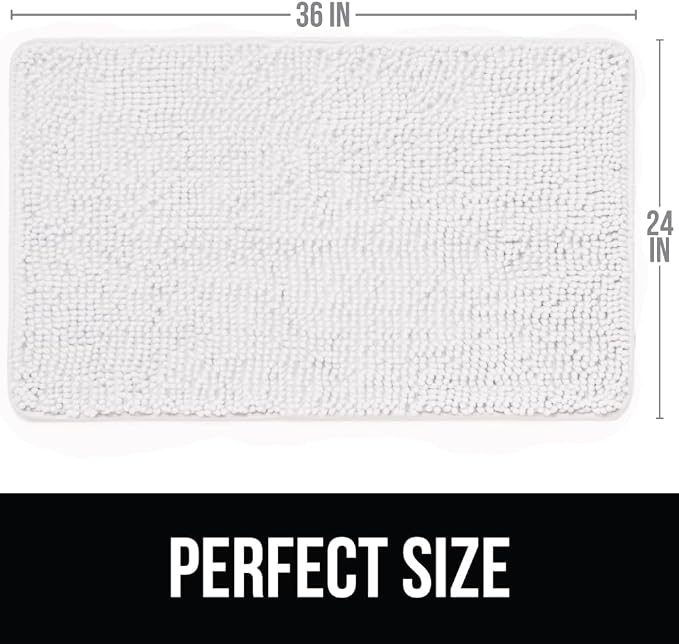 KANGAROO Bathroom Rugs, Chenille Soft Absorbent Bath Rug, Shaggy Shower Mat - Image 2