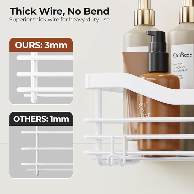 Orimade Shower Caddy Basket Shelf Storage Rack, No Drilling Wall Mounted - Image 4