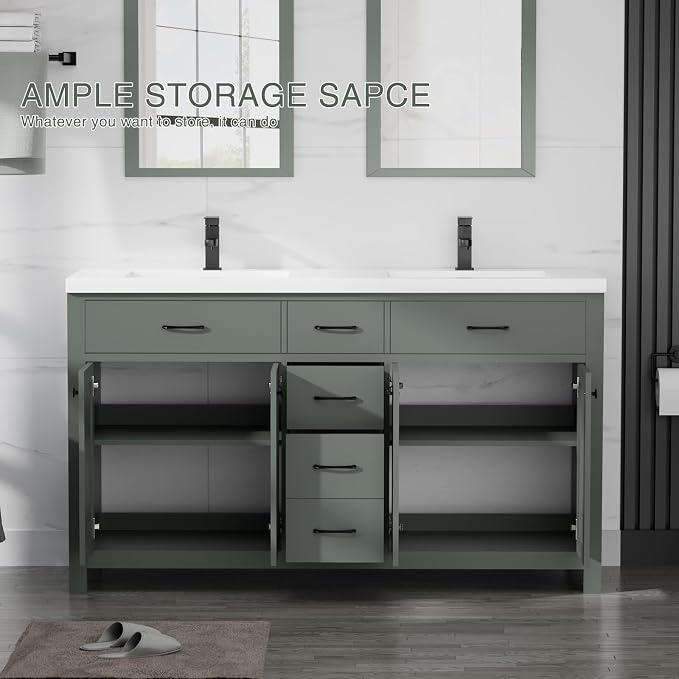 LUCKWIND 60" Bathroom Vanity and Sink Combo, Painted Modern Bathroom Storage - Image 4