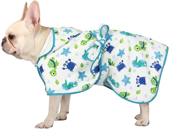 HDE Dog Bathrobe Super Absorbent Quick Drying Puppy Towel Wrap Coat Adjustable - Image 3