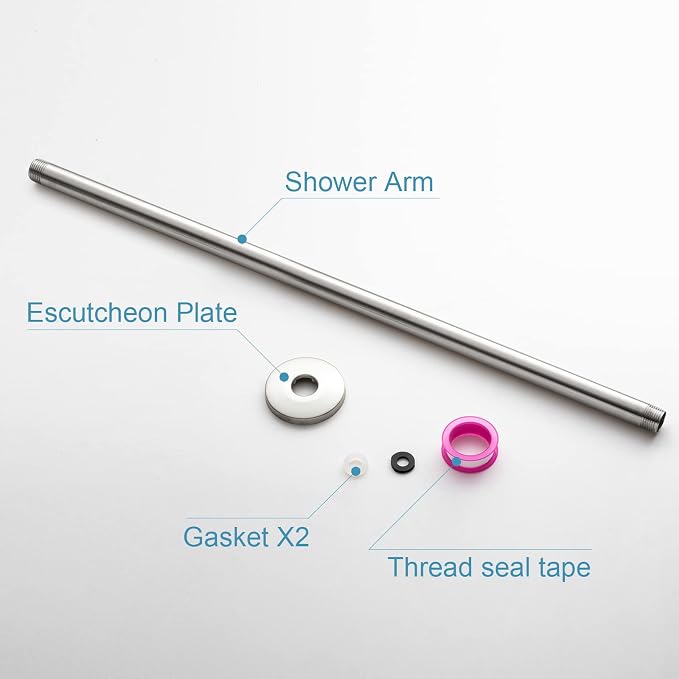 OFFO Shower Arm with Flange, 24 in Brushed Nickel Ceiling Mount Replacement - Image 6