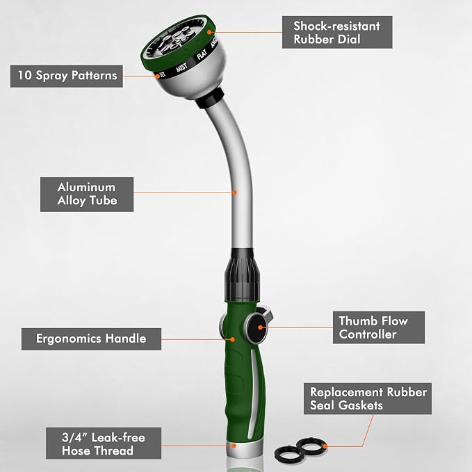RESTMO Watering Wand Heavy Duty, Metal Garden Hose Wand - Image 2