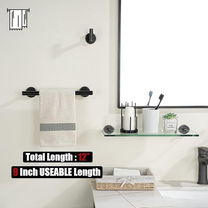 JQK Oil Rubbed Bronze Towel Bar, 12 Inch 304 Stainless Steel Thicken 0.8mm - Image 3