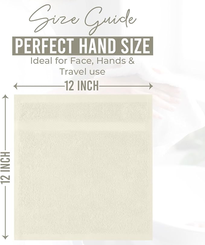 DAN RIVER 12-Pack Premium 100% Cotton Ivory Face Towels – Reusable Face Towel - Image 2