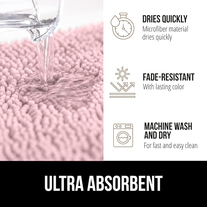 GORILLA GRIP Bath Rug Mat 36x24, Soft Absorbent Chenille, Quick Dry Microfiber - Image 4