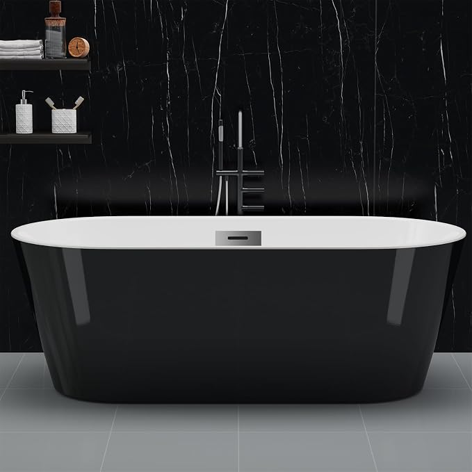59 Inch Freestanding Acrylic Bathtub, Modern Soaking Tub by Unknown