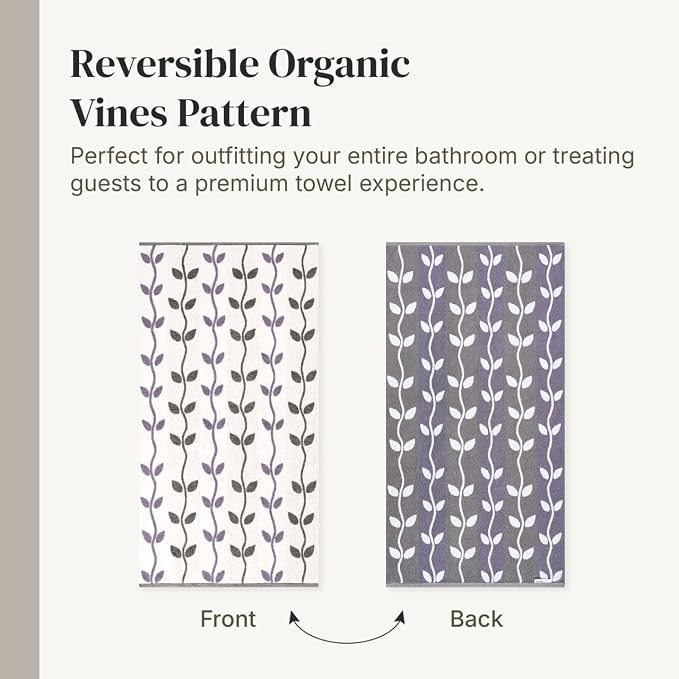 Modern Threads Organic Vines 6-Piece 100% Cotton Towel Set – Yarn Dyed Jacquard - Image 6