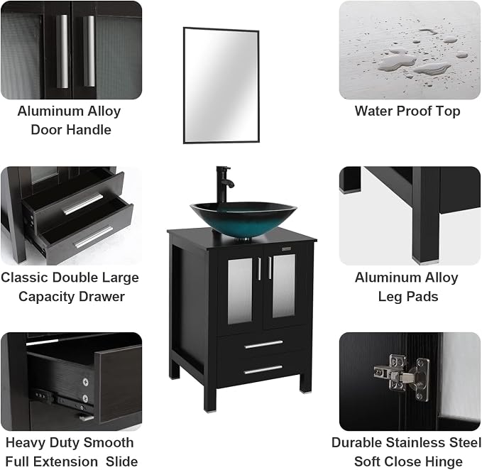 eclife 24" Modern Bathroom Vanity Sink Combo Freestanding Cabinet - Image 4
