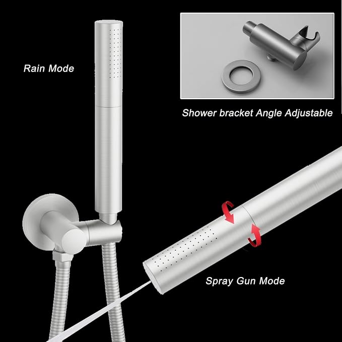 Thermostatic Rainfall Full Body Shower System Brushed Nickel Shower Fixtures 16 - Image 3