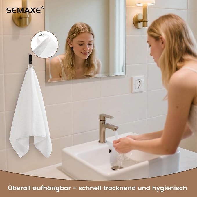 SEMAXE 12 Pack Hand Towels for Bathroom, 100% Cotton Towels - Image 5