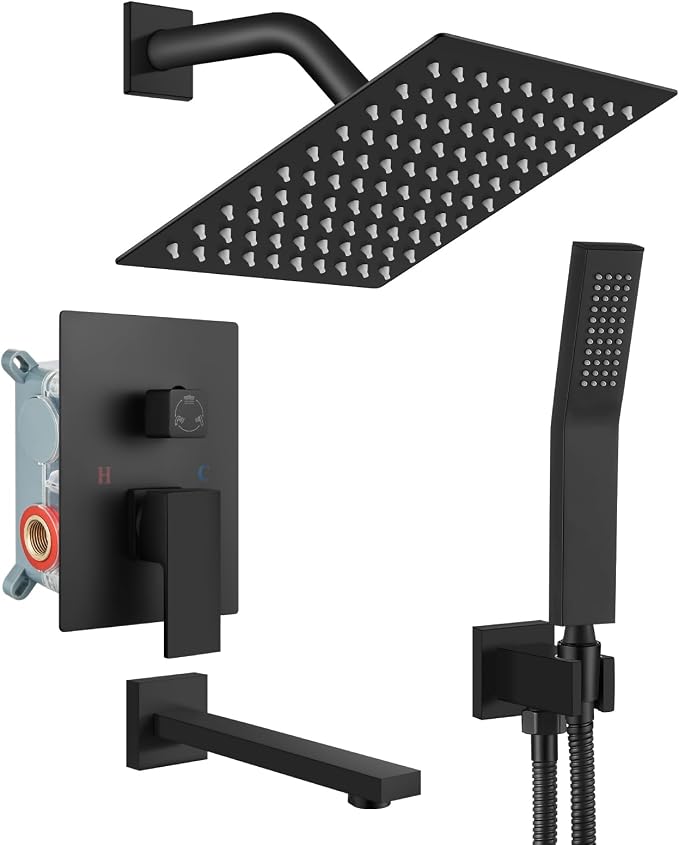 gotonovo Shower System with Tub Spout Wall Mounted Rain Shower Head and Handle by HOME