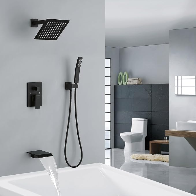 JOYWELL Bathtub Shower System Matte Black - Image 3