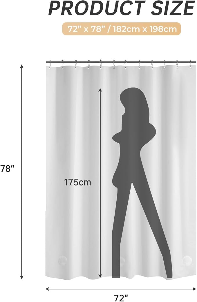 AmazerBath 78 Inch White Shower Curtain, 72 x 78 Plastic, Heavy Duty, - Image 6