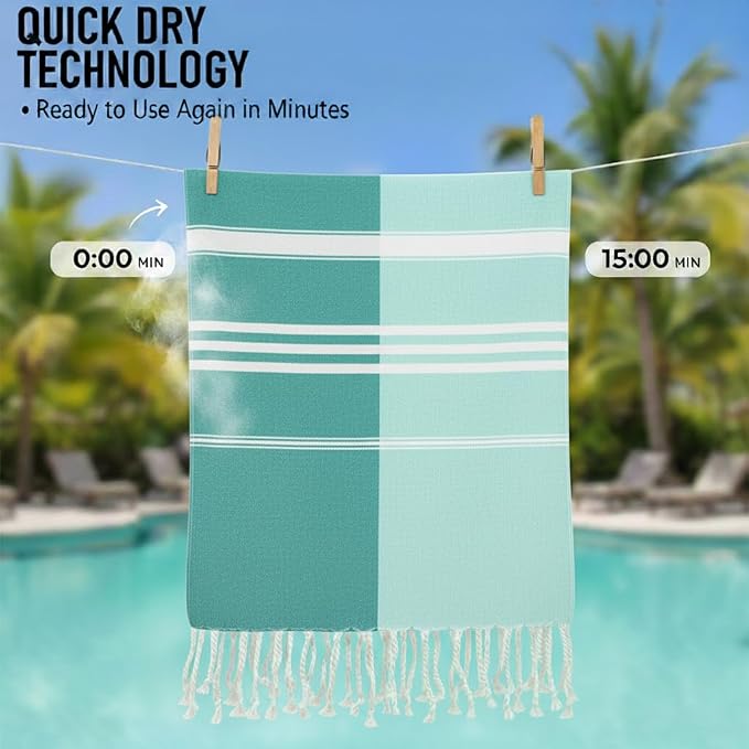 6 Pack Cotton Turkish Beach Towel Lightweight Thin Travel Vacation Essentials - Image 6