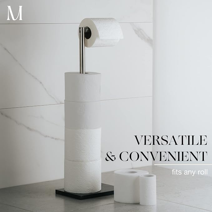 MARMOLUX ACC Free Standing Brushed Nickel Toilet Paper Holder Stand - Image 4