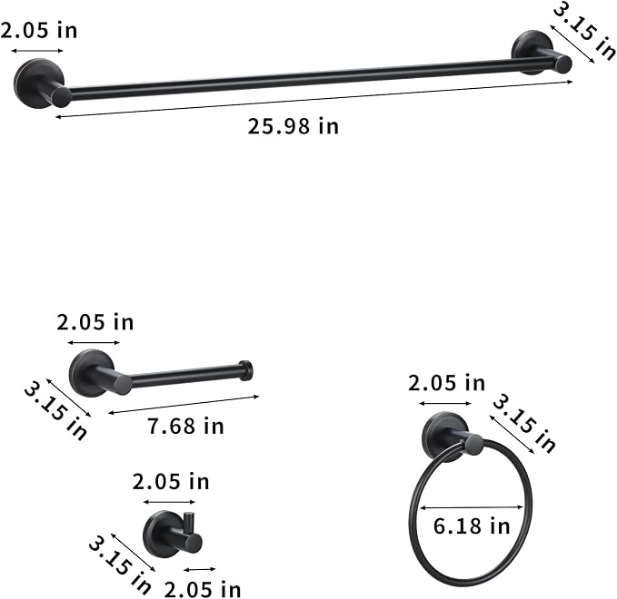 Oil Rubbed Bronze Bathroom Hardware Set 4 Piece Towel bar Adjustable Expandable - Image 2
