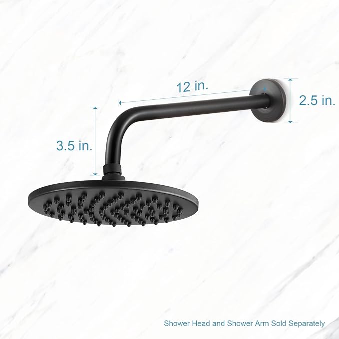 OFFO Shower Arm with Flange, 12 in Oil Rubbed Bronze Wall Mount Replacement - Image 5