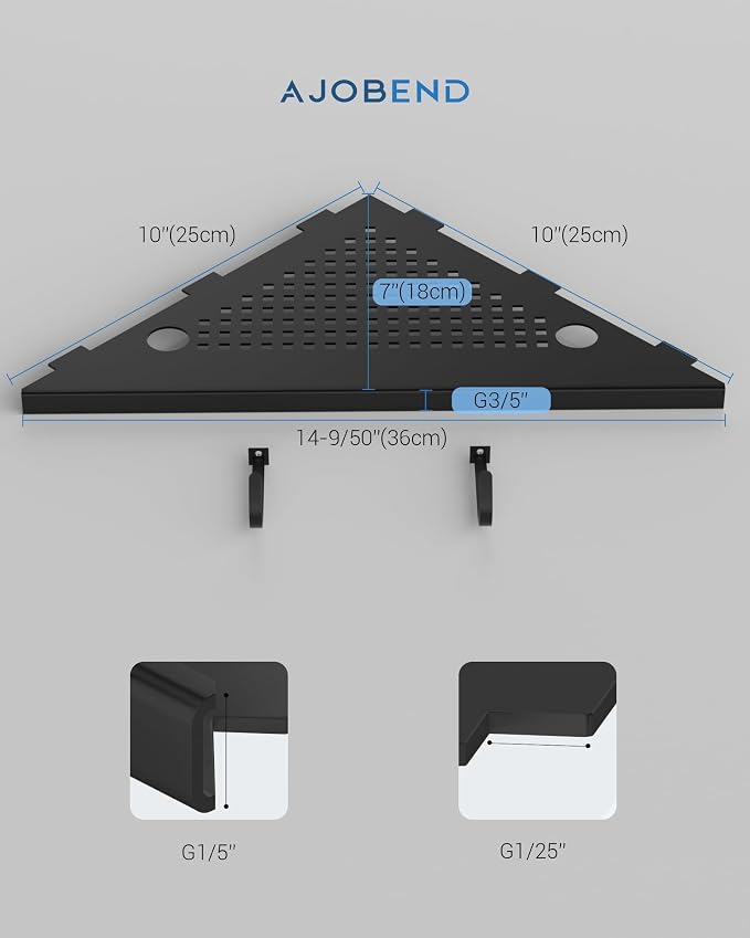 Matte Black Corner Shower Shelves 2-Pack, Grout in Corner Shelf Racks - Image 6