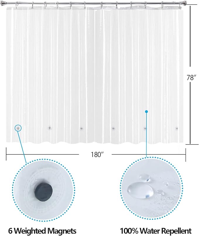 YISURE Clawfoot Tub Extra Long 78 Inch Shower Curtain, Wrap Around Clear Shower - Image 3
