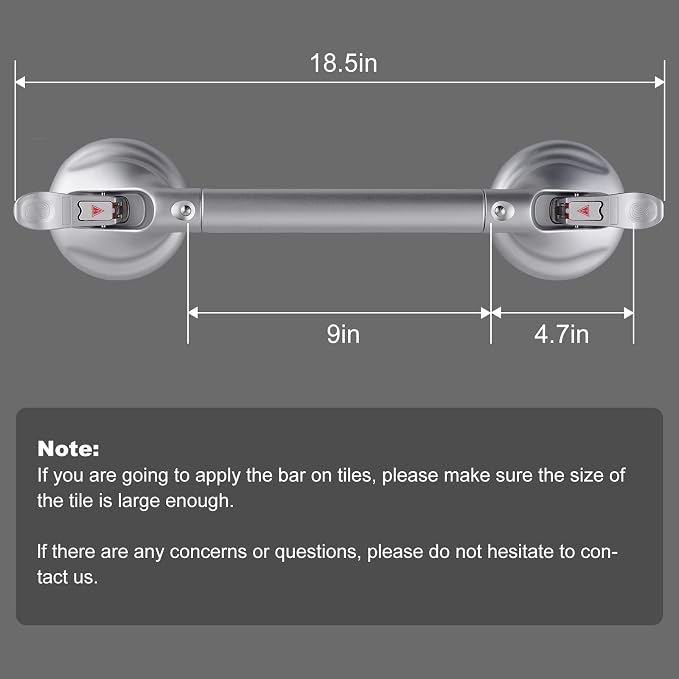 Heavy Duty Suction Shower Grab Bar - Image 7