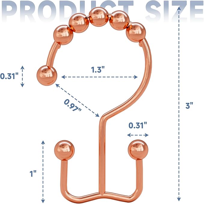 Titanker Shower Curtain Hooks Rings Rust Resistant Metal Double Glide Shower - Image 6