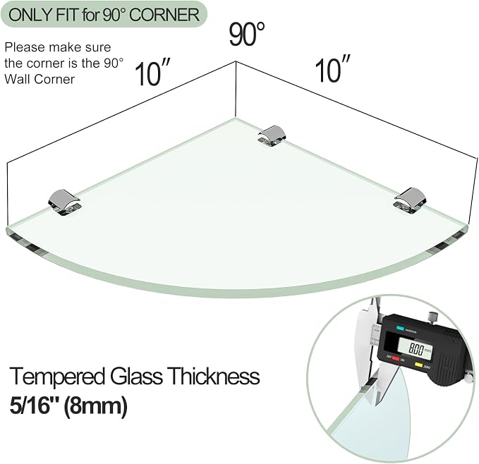 2-Pack Glass Corner Shower Shelves, Wall Shelf Bathroom - Image 2
