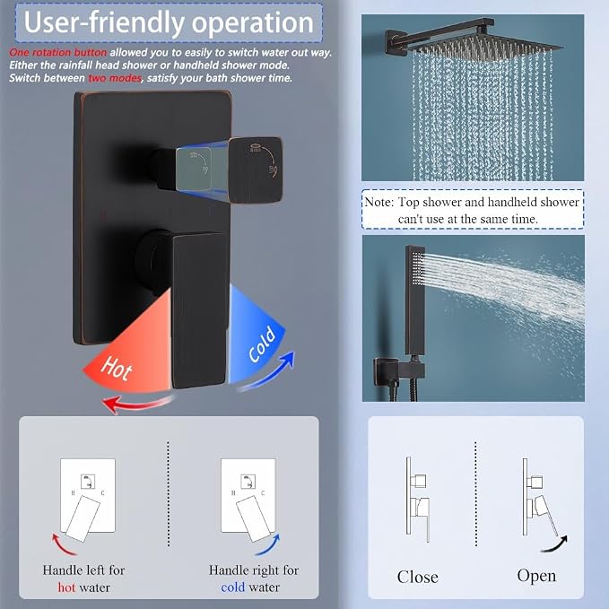 Shower Faucet Set 16 Inch Wall Mount Rain Shower System, All Metal Shower - Image 3