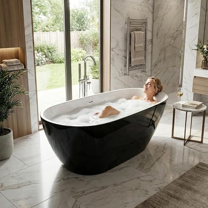 67 Inch Acrylic Freestanding Bathtub, Acrylic Soaking Bathtub - Image 4