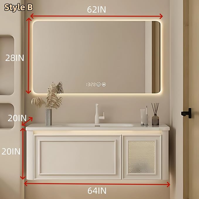 64IN Wall Mounted Bathroom Vanity Set - Image 2