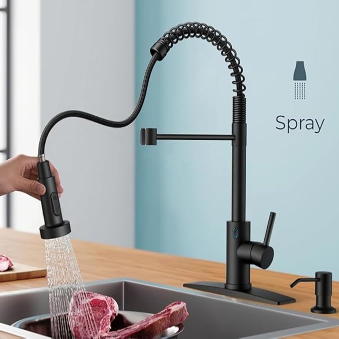 Touch-Less Kitchen Faucet, 3 Modes Pull Down Sprayer, LED Temperature Control - Image 5