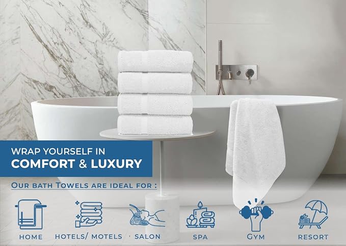 DAN RIVER Bath Towels Set of 4, 27 x 54 Inches, 100% Cotton, Larger & Lighter - Image 5