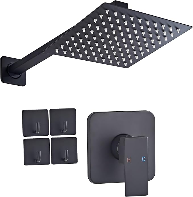 Shower Faucet Set Matte Black Complete Shower System by GBPUSD