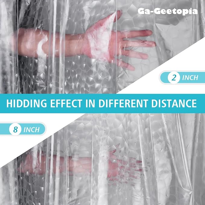 Ga-Geetopia Thin 3D EVA Shower Curtain Liner Water Cube, 72x72 Premium Light - Image 6