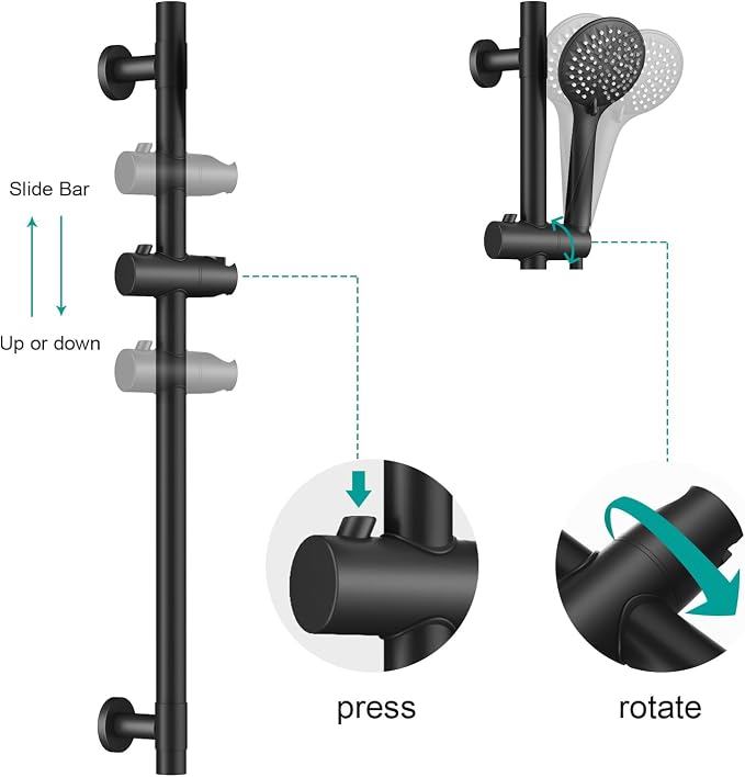 Shower Slide Bar Handheld Shower Head - Image 5