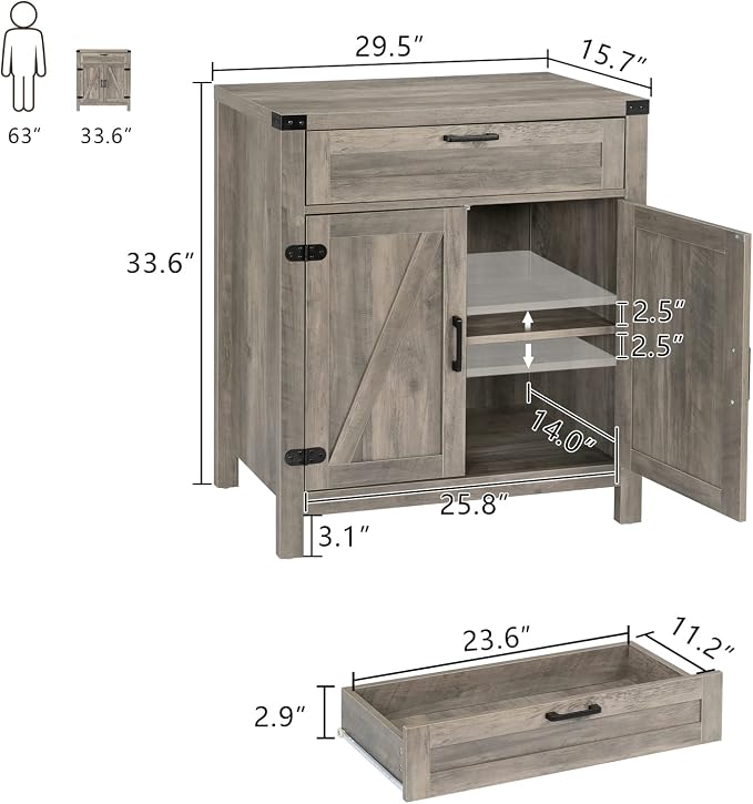VINGLI Modern Farmhouse Sideboard Buffet Cabinet - Image 2