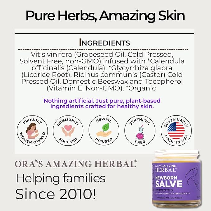 Ora's amazing Herbal, Newborn Salve, Diaper Rash Cream, Calendula Baby Balm - Image 3