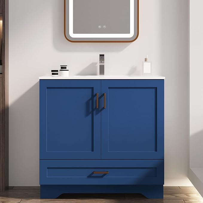 30 inch Bathroom Vanity with Sink, Modern White Vanity by LDarqeer