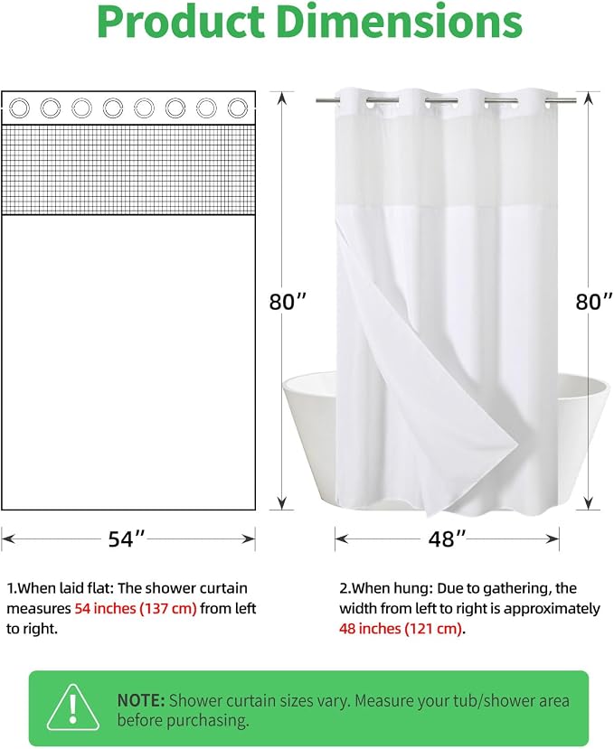 Stall No Hooks Needed White Shower Curtain - Image 7
